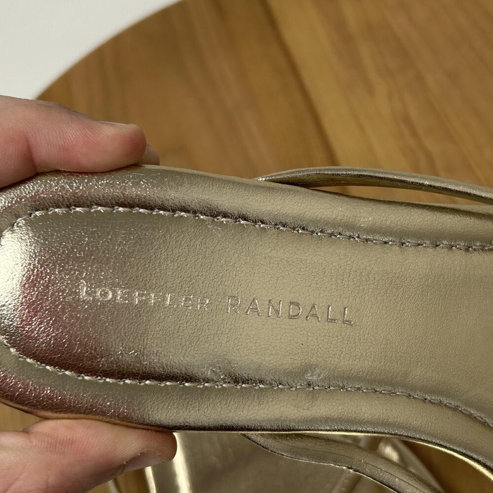 Loeffler Randall Sandals 10 Liv Metallic Gold Flat Strappy Minimalist Minimalist - Picture 11 of 11